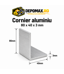 Cornier aluminiu 80 x 40 x 3 mm, 6 metri (EN AW-6060)